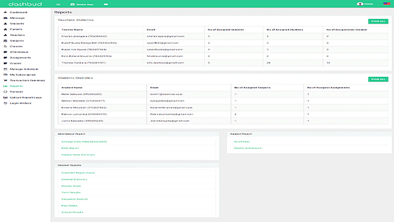 School Management Portal delivered interface, screen 9