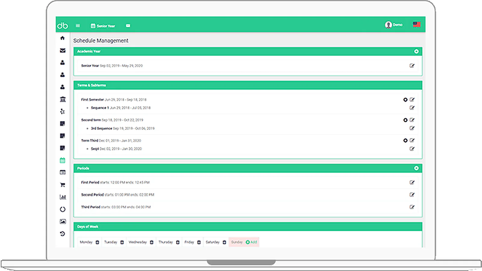 School Management Portal delivered interface, screen 7