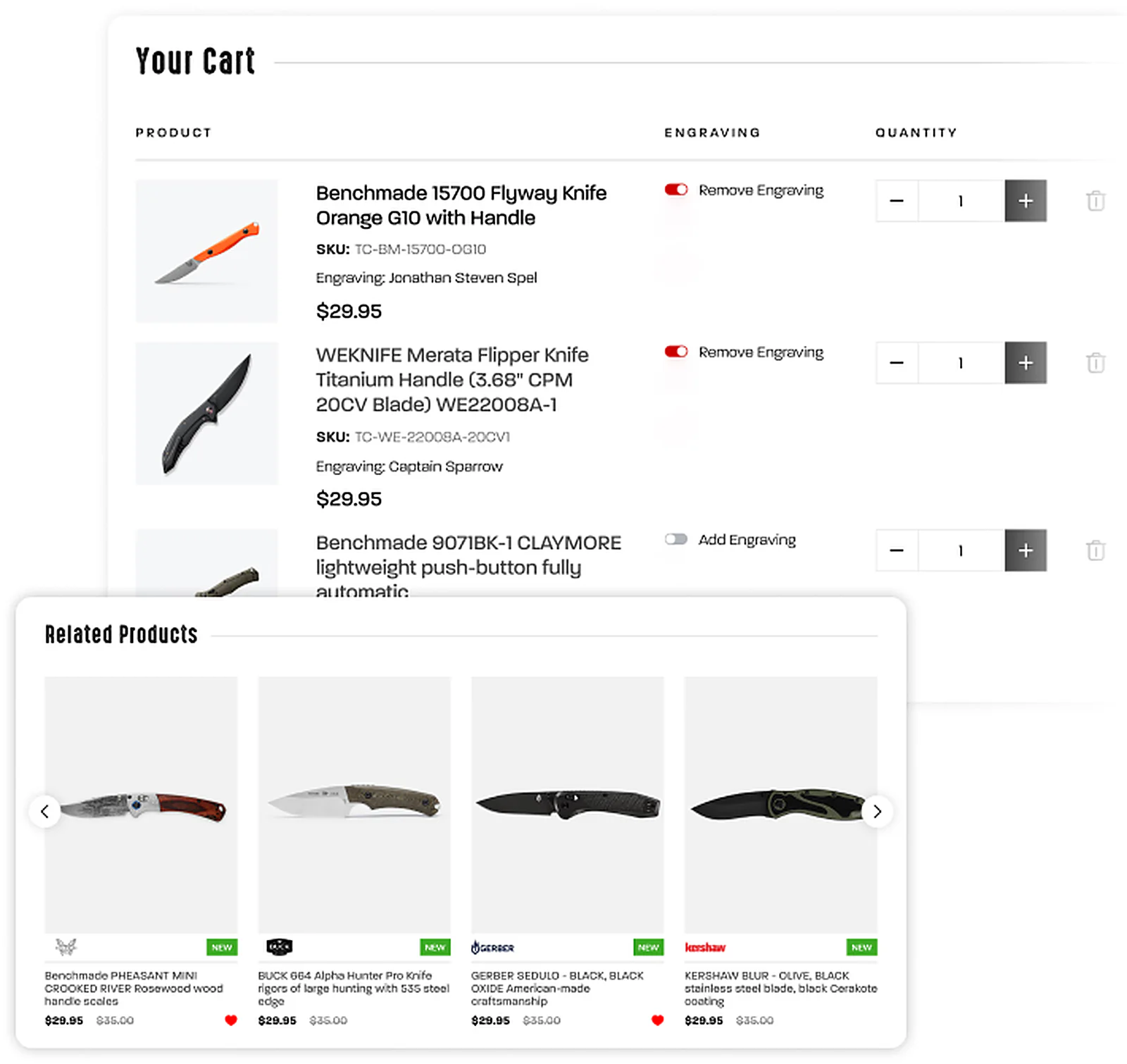 Tennessee Cutlery delivered interface, screen 4