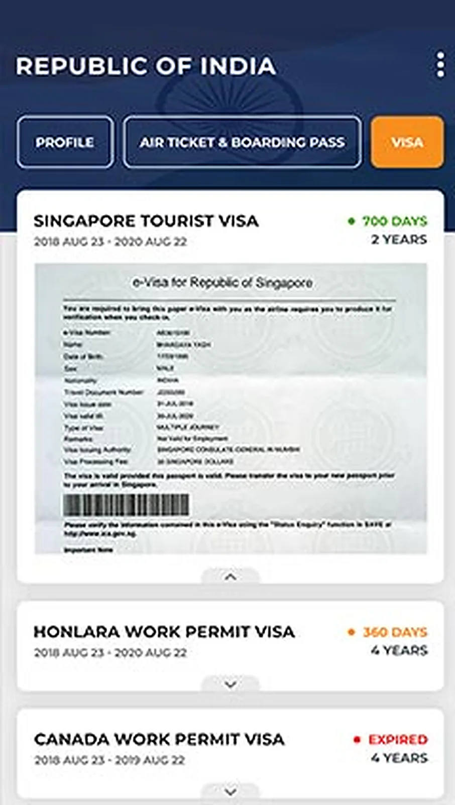 Travel Info App delivered interface, screen 6
