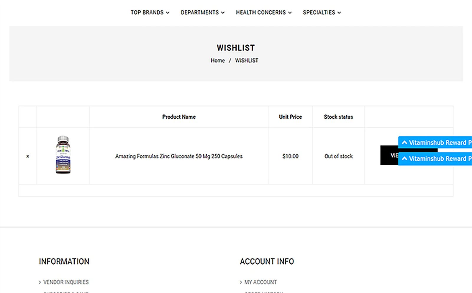 Vitamin Supplement Store delivered interface, screen 5