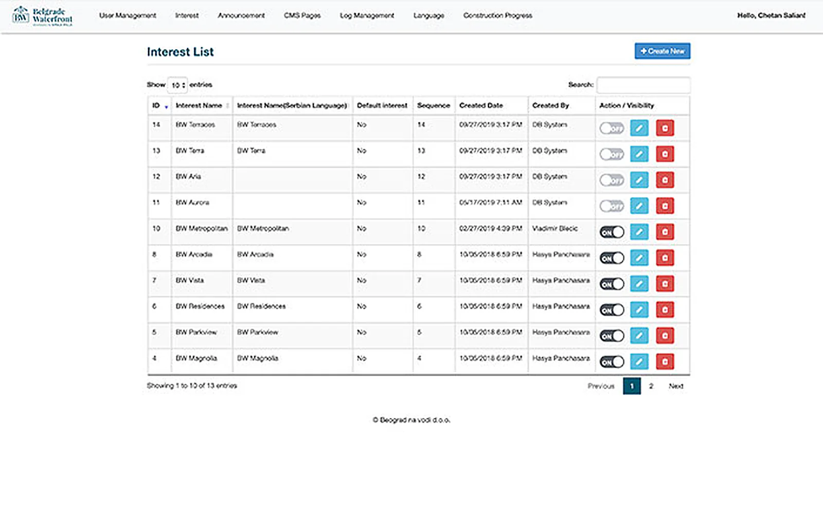Middle East Real Estate Developer delivered interface, screen 2