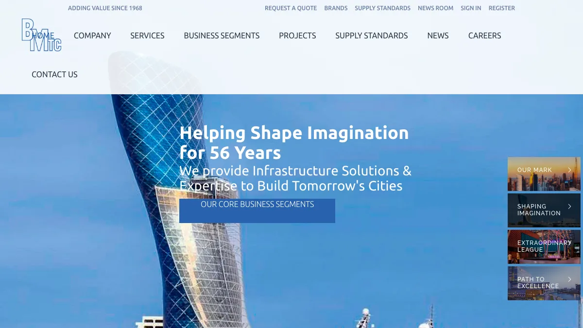 Bahri & Mazroei Trading Company&rsquo;s own corporate website, showing its infrastructure solutions business in the UAE