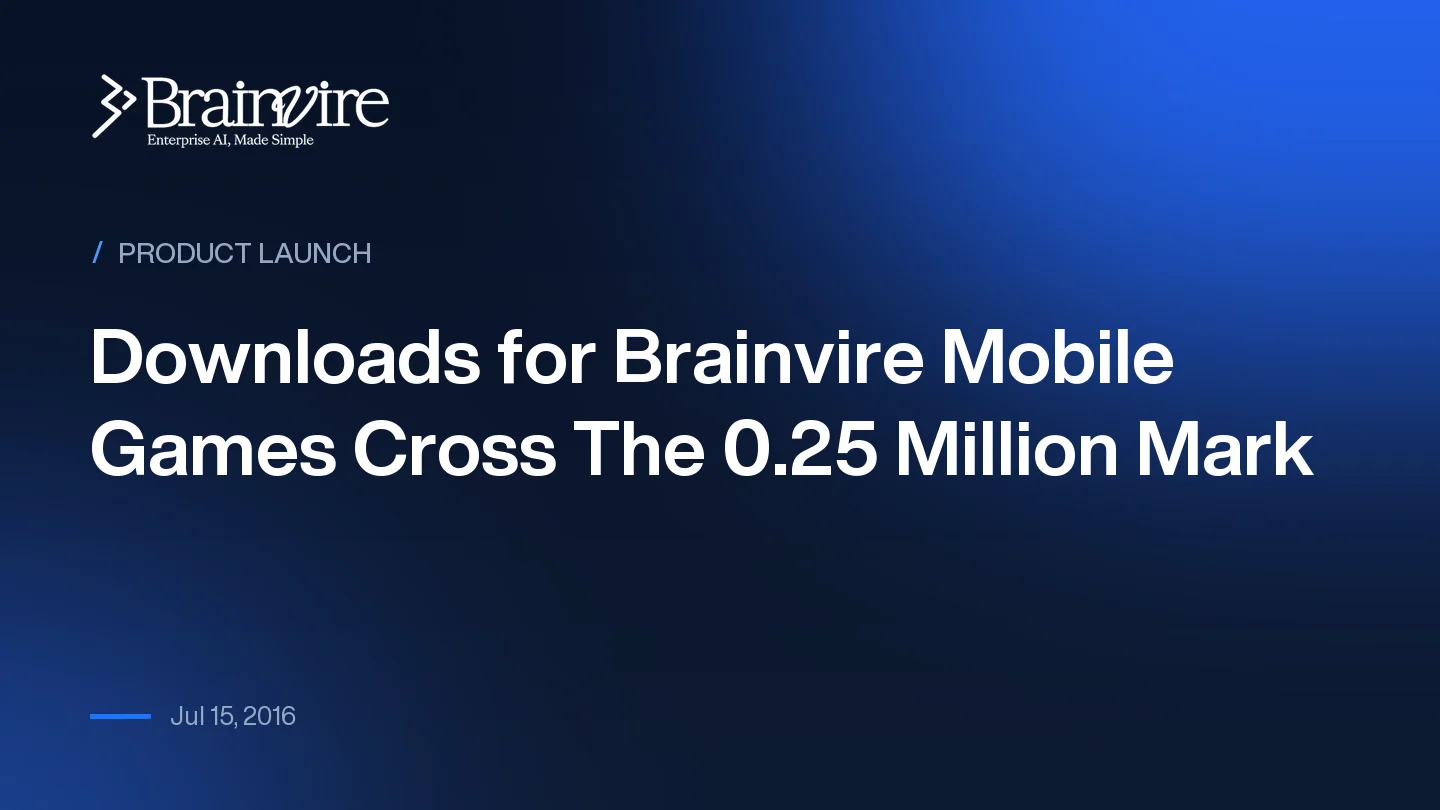 Downloads for Brainvire Mobile Games Cross The 0.25 Million Mark