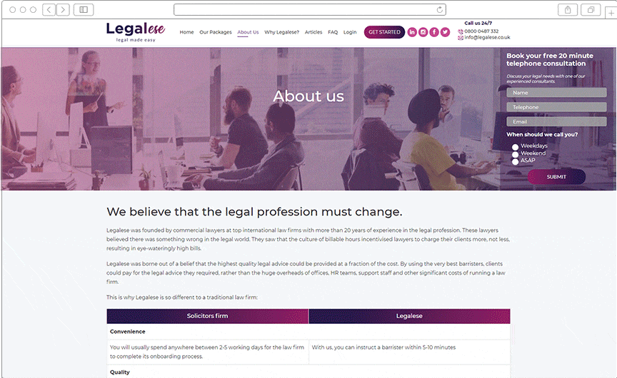 Streamlined Website Functioning For Legalese