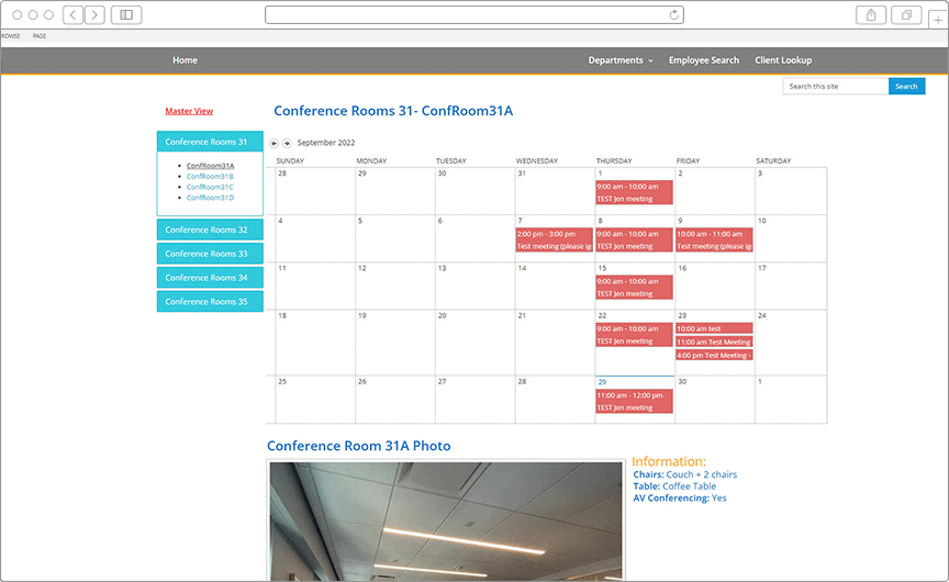 Sharepoint solution to enhance scheduling for booking conference room