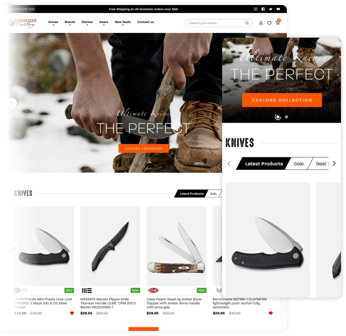 crafted a shopify-powered ecommerce store for streamlined knife supply operations